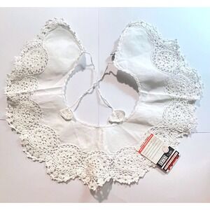 Ann's Vintage Hand Embroidery & Drawn Work White Classic Collar 100% Cotton-New